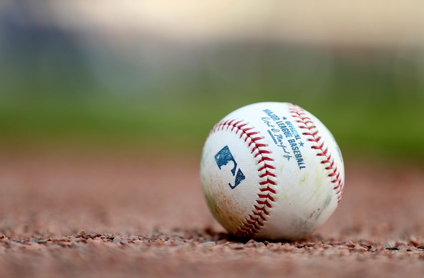 Jun 9, 2017; Atlanta, GA, USA; View of an official baseball on the infield before the Atlanta Braves game against the New York Mets at SunTrust Park. Mandatory Credit: Jason Getz-USA TODAY Sports